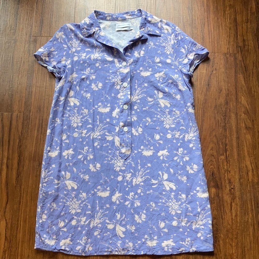 Urban outfitters shirt dress shift dress blue‎ wildflower pattern size small